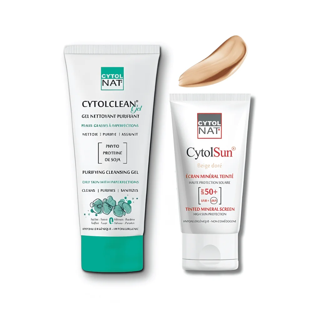 CYTOLNAT - PACK : GEL NETTOYANT PURIFIANT + ECRAN BEIGE DORE pour N...