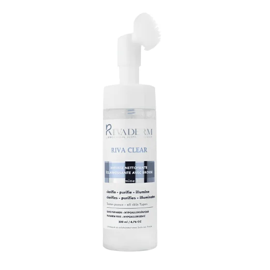 RIVADERM RIVA CLEAR - MOUSSE NETTOYANTE ECLAIRCISSANTE AVEC BROSSE ...