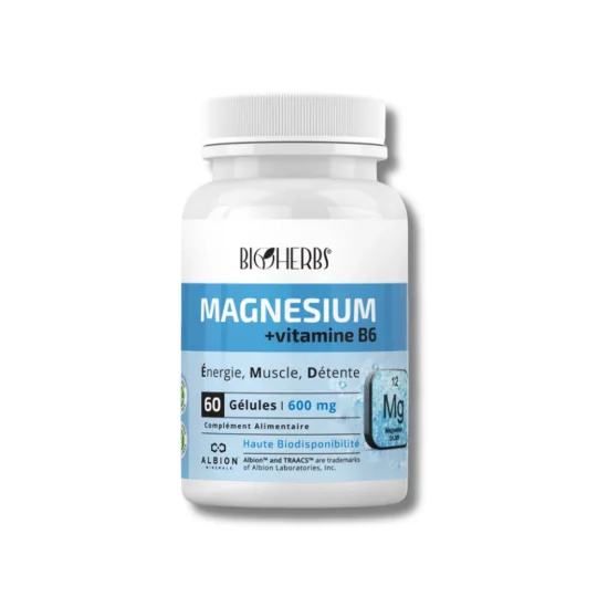BIOHERBS - MAGNESIUM + VITAMINE B6 60 GELLULES pour Compléments Ali...