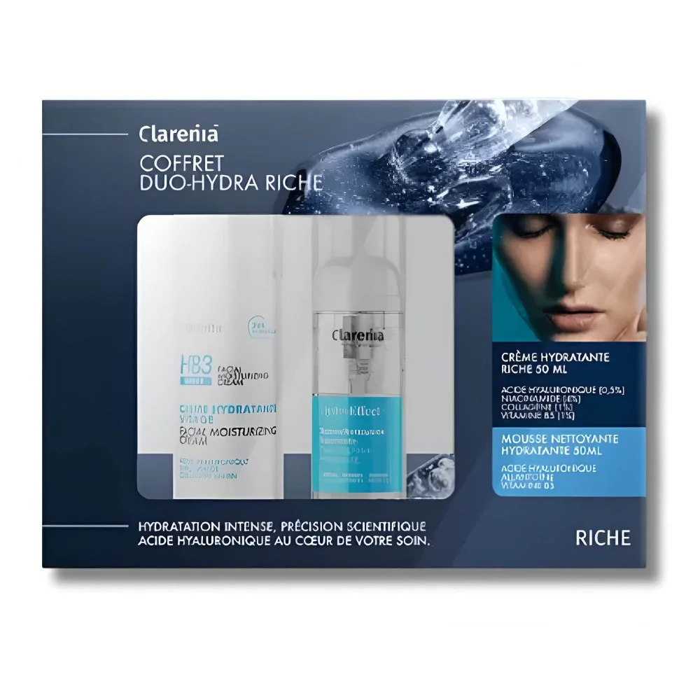 CLARENIA - COFFRET CREME HYDRATANTE DUO-HYDRA RICHE + MOUSSE NETTOY...