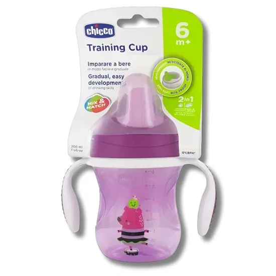 CHICCO - REPAS TASSE TRAINING À BEC RIGIDE +6MOIS COCHON VIOLET 200...