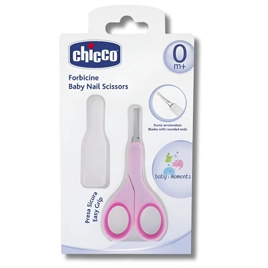 CHICCO - CISEAUX ROSE BEBE AVEC ETUI PROTECTEUR pour Maman et bébé