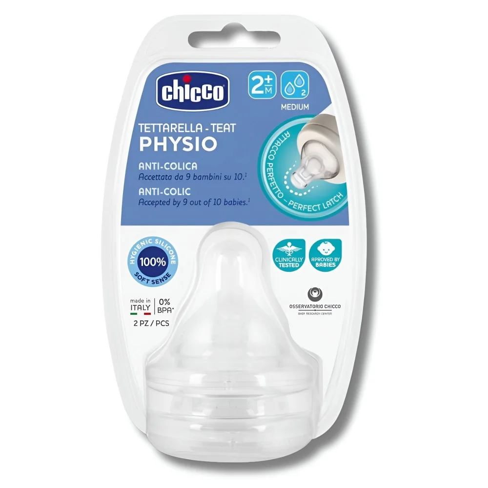 CHICCO - LOT DE 2 TETINES EN SILICONE +2MOIS pour Maman et bébé