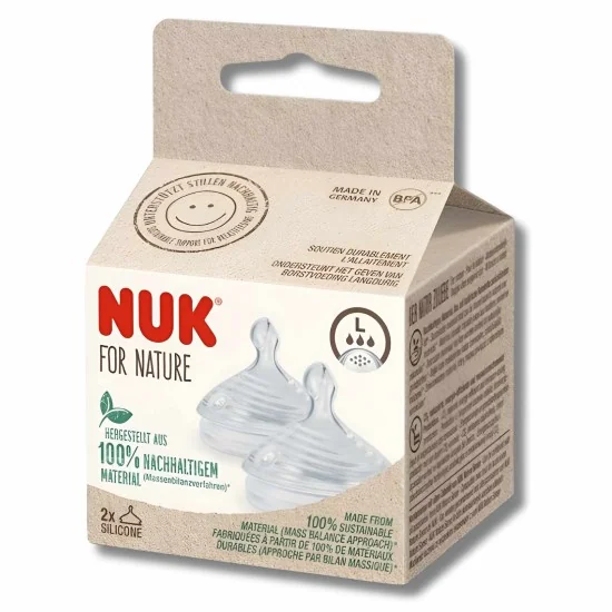 NUK FOR NATURE - LOT DE 2 TETINES EN SILICONE TAILLE L pour Maman e...