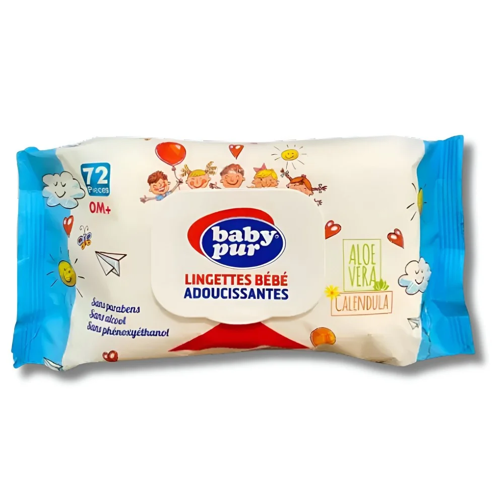 BABY PUR - LINGETTES ADOUCISSANTES 72 PIECES +0MOIS pour Maman et bébé