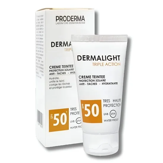 PRODERMA DERMALIGHT - CREME SOLAIRE TRIPLE ACTION TEINTE SPF 50+ po...