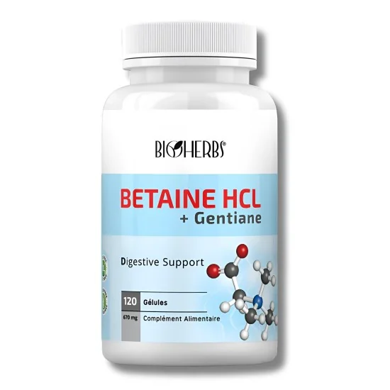 BIOHERBS - BETAINE HCL + GENTIANE 120 GELULES pour Compléments Alim...