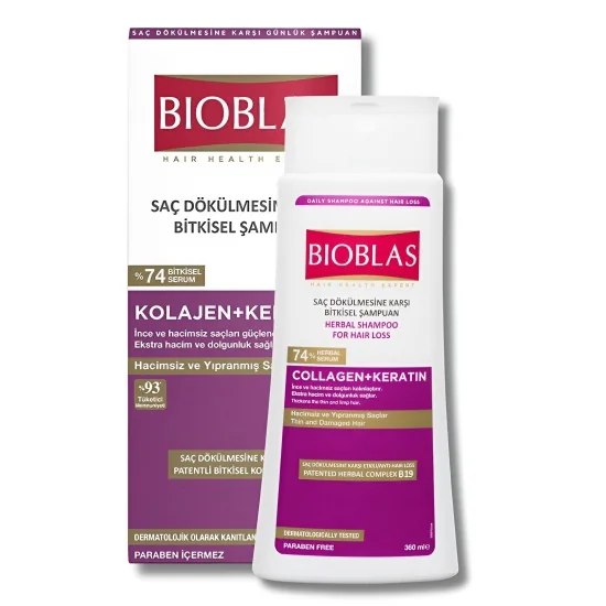 BIOBLAS - SHAMPOING COLLAGEN+KERATIN 360ML pour Beauté