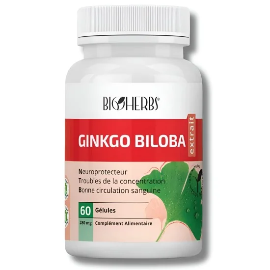 BIOHERBS - GINKGO BILOBA EXTRAIT 60 GÉLULES pour Compléments Alimen...