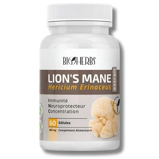 BIOHERBS - LION’S MANE (HERICIUM ERINACEUS) 60 GÉLULES pour Complém...