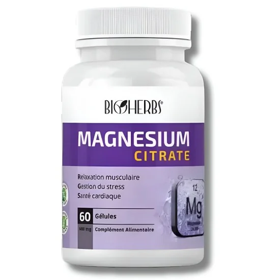 BIOHERBS - MAGNESIUM CITRATE 60 GELULES pour Compléments Alimentaires