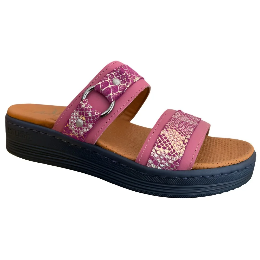STI LIGHT - CLAQUETTES ORTHOPEDIQUES ROSES EFFET CROCCO pour sabots...