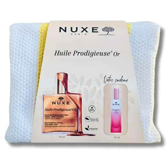 NUXE - HUILE PRODIGIEUSE OR 50ML+ PARFUM FLORAL 15ML ET TROUSSE OFF...