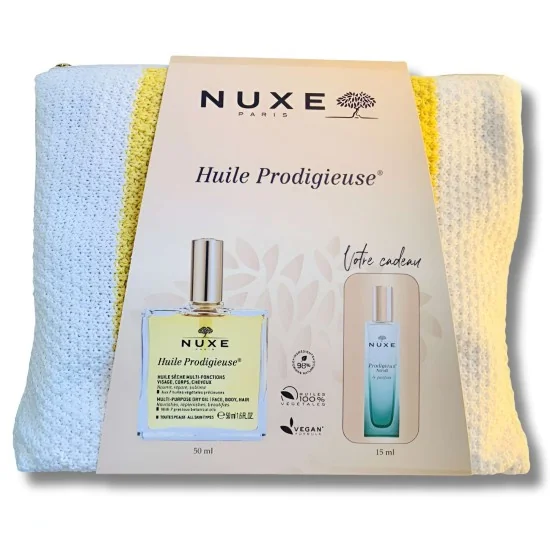 NUXE - HUILE PRODIGIEUSE 50ML+ PARFUM NEROLI 15ML ET TROUSSE OFFERT...