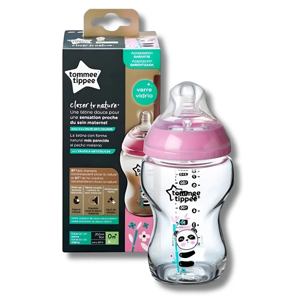 TOMMEE TIPPEE - BIBERON EN VERRE ROSE 0M+ 250 ML pour Maman et bébé