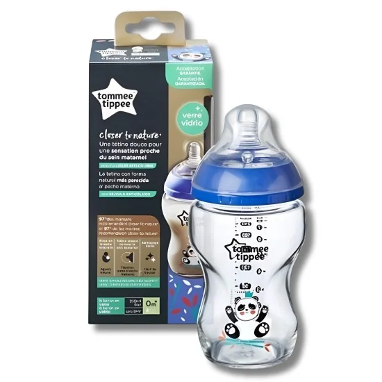 TOMMEE TIPPEE - CLOSER TO NATURE BIBERON BLEU EN VERRE 0M+ 250ML po...