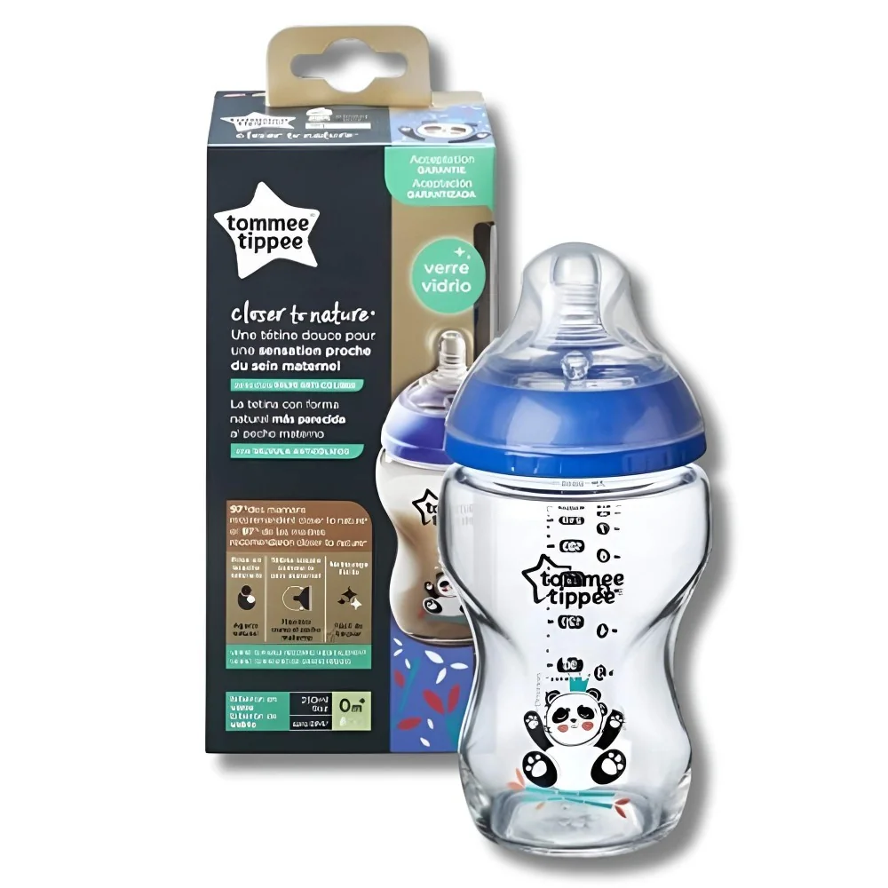 TOMMEE TIPPEE - CLOSER TO NATURE BIBERON BLEU EN VERRE 0M+ 250ML po...