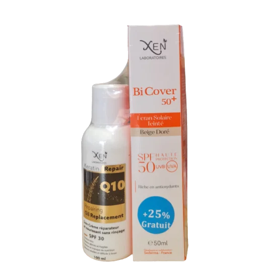 XEN BiCover Ecran BEIGE DORE SPF 50 + lotion cheveux SPF 30 OFFERTE...