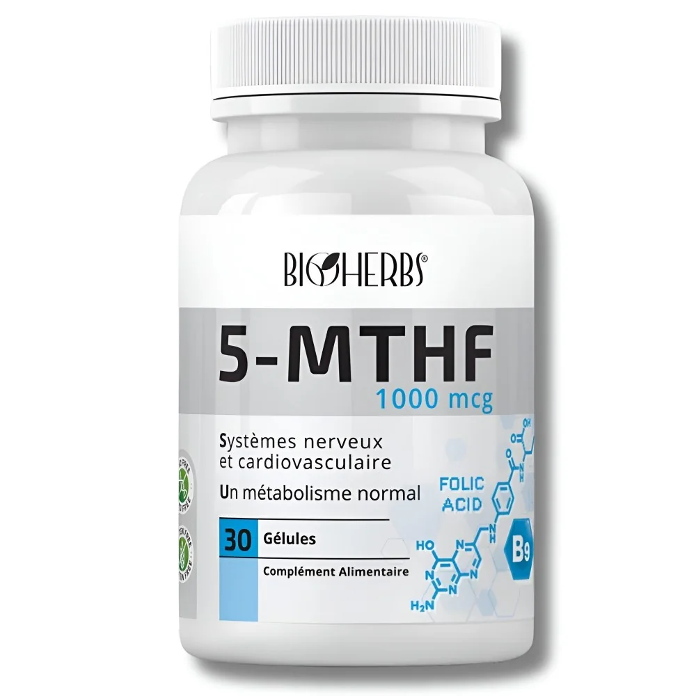 BIOHERBS - 5-MTHF VITAMINE B9 30 GÉLULES pour Compléments Alimentaires