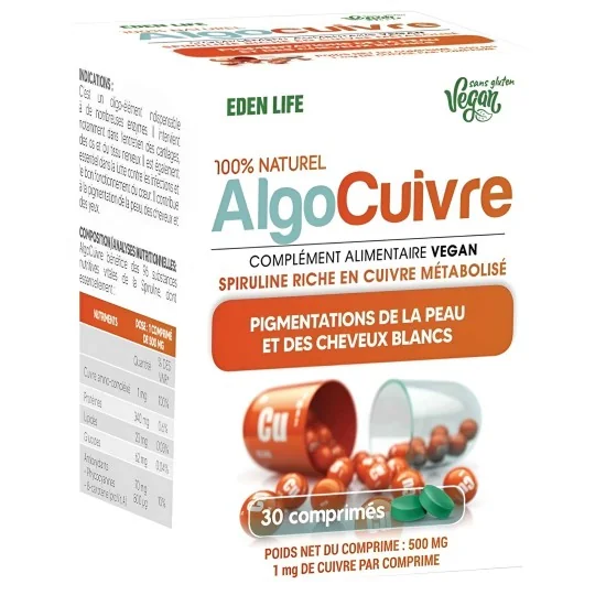 EDEN LIFE - ALGO CUIVRE 30 COMPRIMES pour Coffrets et Cadeaux
