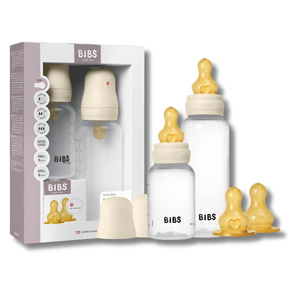 BIBS - LOT DE 2 BIBERONS GROW FLOW LATEX 150M/270ML pour Maman et bébé