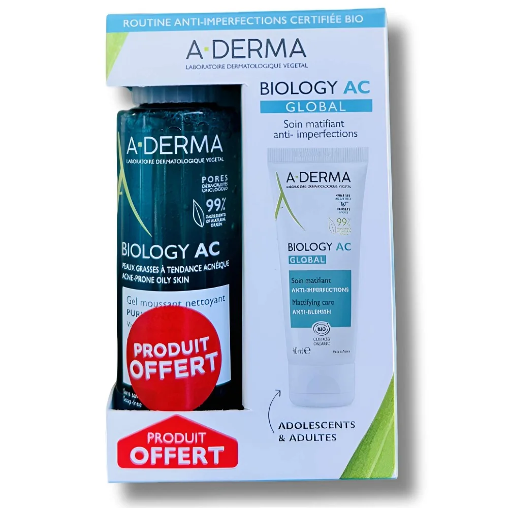 A-DERMA - COFFRET BIOLOGY AC GLOBAL 40ML + BIOLOGY AC GEL 100ML OFF...