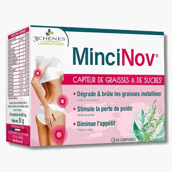LES 3 CHÊNES - MINCINOV CAPTEUR DE GRAISSES & DE SUCRES 60 COMPRIMÉ...