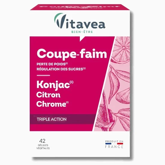 VITAVEA - COUPE FAIM AU KONJAC & CÉTONES DE FRAMBOISE 42 GELULES po...