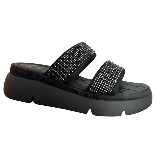 SCHOLL - CLAQUETTES ORTHOPEDIQUES NOIRES AVEC CRISTAUX FEMME pour s...