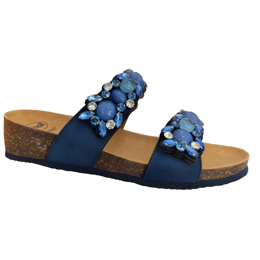 SCHOLL - CLAQUETTES ORTHOPEDIQUES BLEUS AVEC CRISTAUX POUR FEMME po...