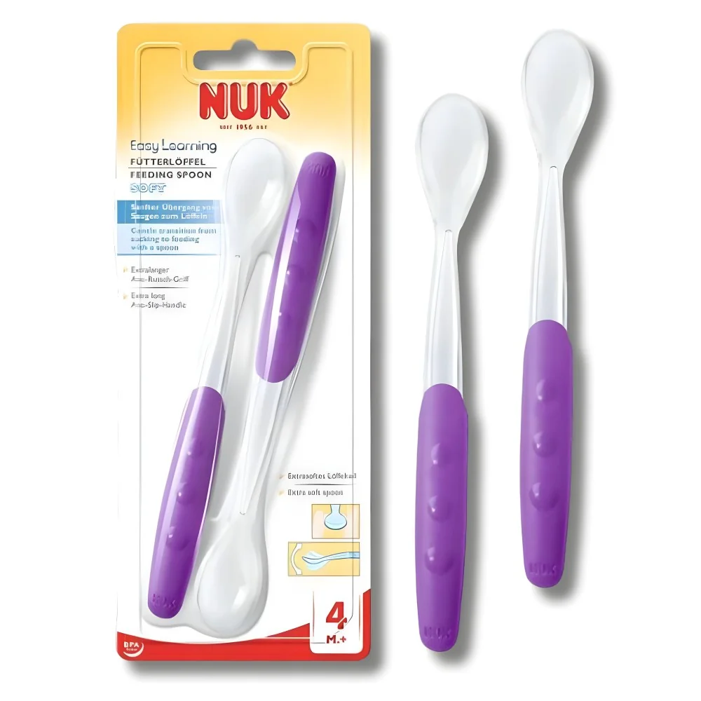 NUK - LOT DE 2 CUILLERES EN SILICONE +4MOIS pour Maman et bébé