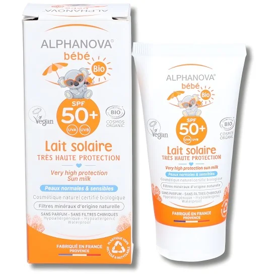 ALPHANOVA - ECRAN BEBE LAIT SOLAIRE BIO SPF50+ 50GR pour Maman et bébé
