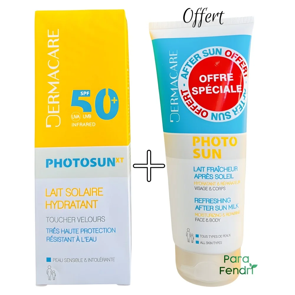 DERMACARE - LAIT SOLAIRE HYDRATANT SPF50+ 200ML + LAIT FRAICHEUR AP...