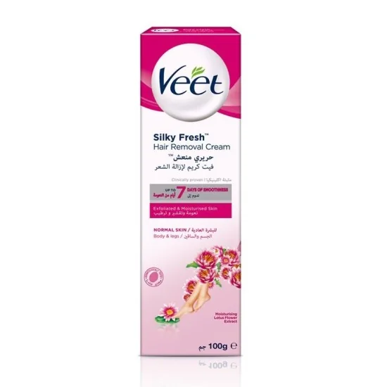 VEET Crème Dépilatoire Peaux Normales Silk & Fresh 100ML pour Beauté