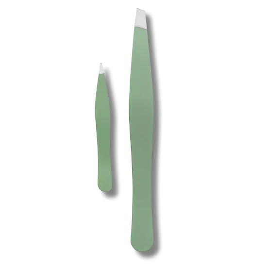 TITANIA - SET PINCES À ÉPILER : PINCE À ÉPILER INCLINÉE + MINI PINCE À ÉCHARDE VERT