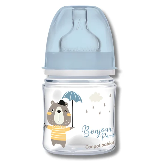 CANPOL BABIES - BIBERON ANTI COLIQUE COL LARGE +0MOIS 120ML BONJOUR PARIS – BLEU – 35/231