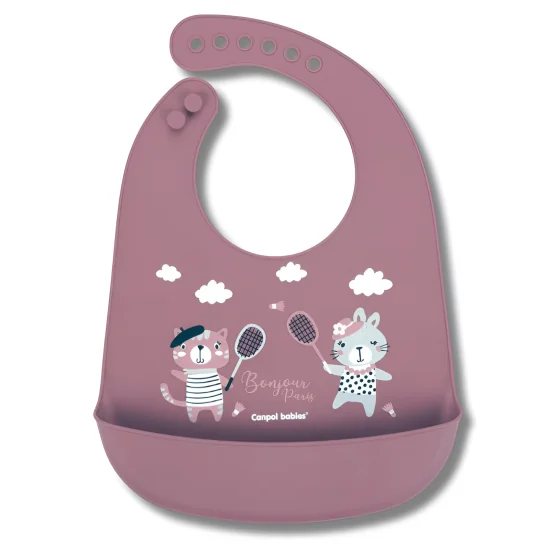 CANPOL BABIES - BAVOIR SILICONE AVEC POCHE BONJOR PARIS ROUGE