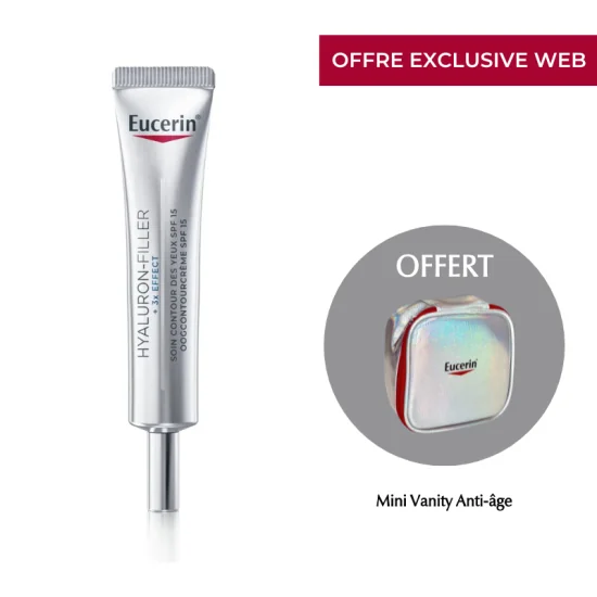 EUCERIN - PACK : HYALURON FILLER+ 3X EFFECT SOIN CONTOUR DES YEUX SPF15 + TROUSSE OFFERTE