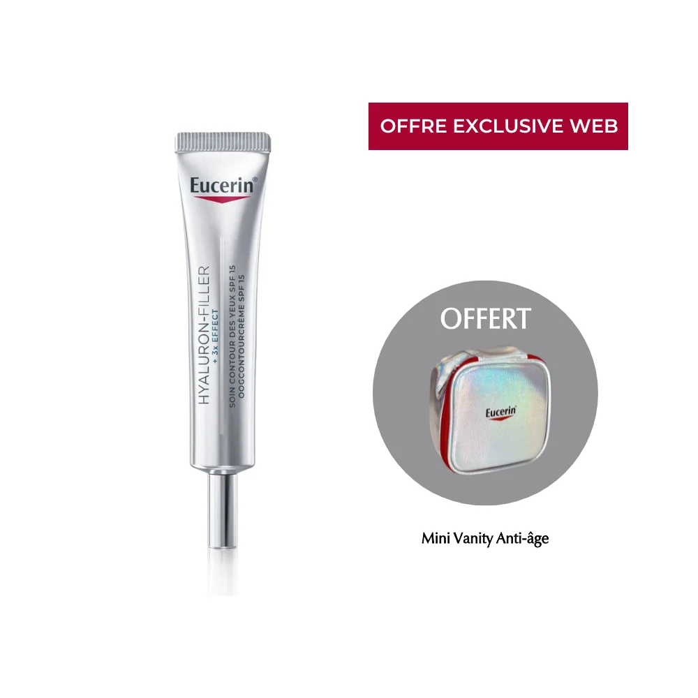 EUCERIN - PACK : HYALURON FILLER+ 3X EFFECT SOIN CONTOUR DES YEUX SPF15 + TROUSSE OFFERTE