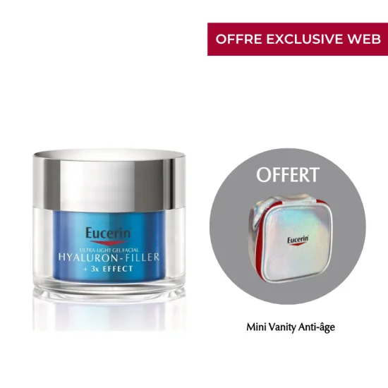 EUCERIN - PACK : HYALURON FILLER+ 3X EFFECT SOIN DE NUIT BOOSTER D'HYDRATATION + TROUSSE OFFERTE