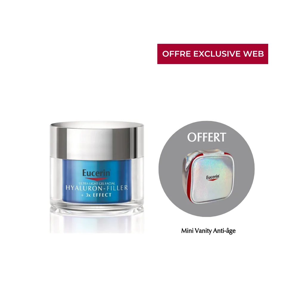 EUCERIN - PACK : HYALURON FILLER+ 3X EFFECT SOIN DE NUIT BOOSTER D'HYDRATATION + TROUSSE OFFERTE