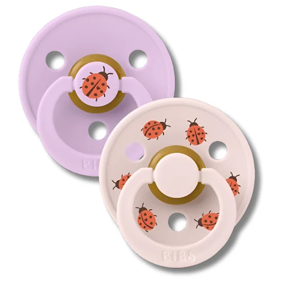 BIBS - NATURAL RUBBER LOT DE 2 SUCETTES LADYBUG VIOLET SKY/PETAL TAILLE 1