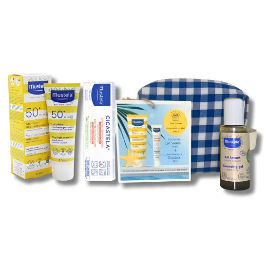 MUSTELA - TROUSSE LAIT SOLAIRE 100ML + CICASTELA CREME REPARATRICE 40ML + GEL LAVANT BIO 45ML OFFERT