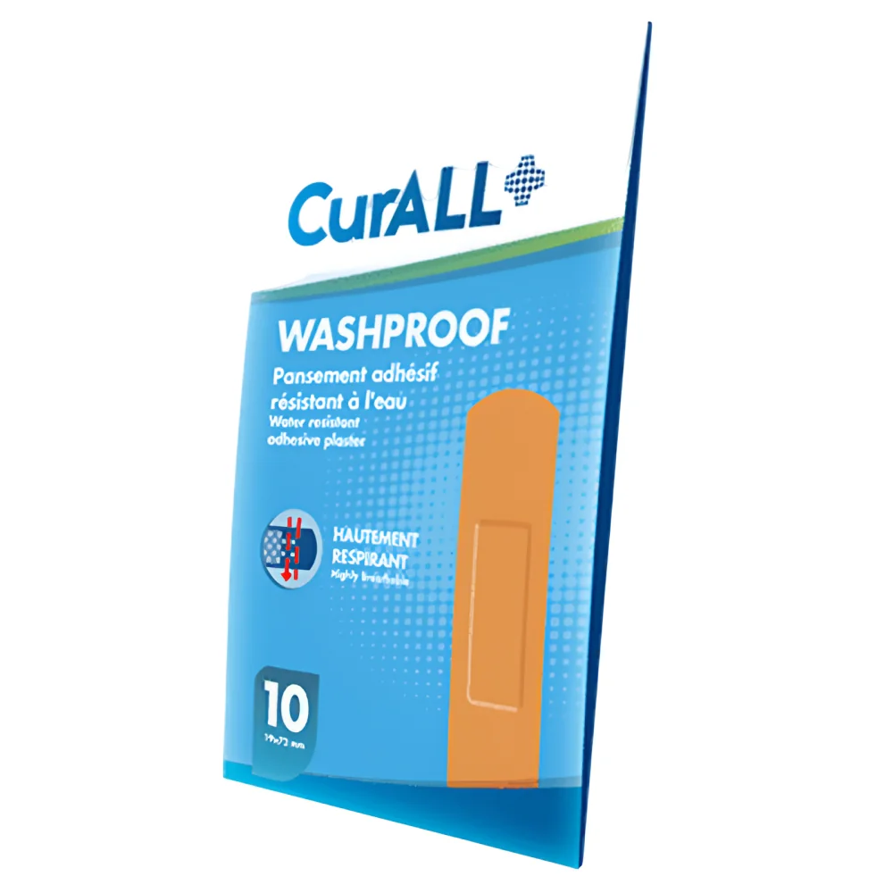 CURALL WASHPROOF STRIPS - PANSEMENT ADHÉSIF RÉSISTANT À L'EAU 10 PIECES 19X72MM