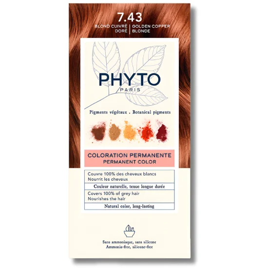 PHYTO PHYTOCOLOR - COLORATION PERMANENTE BLOND CUIVRE DORE 7.43
