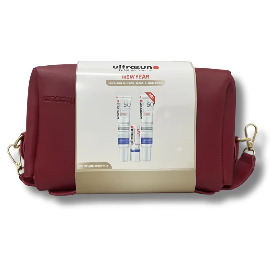 ULTRASUN - SAC NEW YEAR : Lot de 2 PHOTO AGE SPF50 + STICK LÈVRES SPF50 + TROUSSE OFFERTE