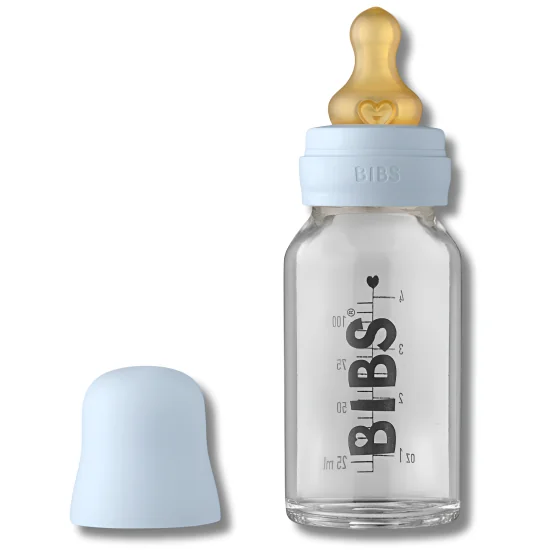 BIBS - BIBERON EN VERRE BABY BLUE SET COMPLET +0MOIS 110ML