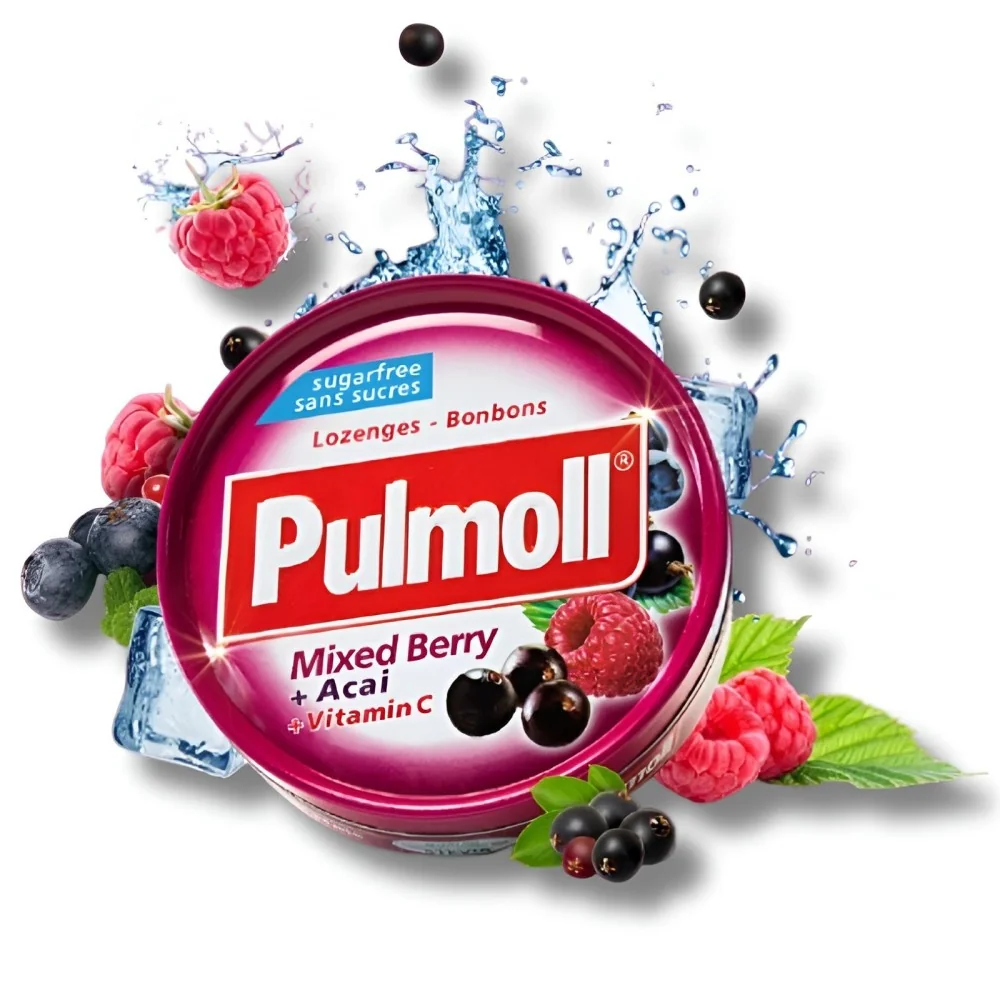 PULMOLL - PASTILLES SANS SUCRE SAVEUR FRUITS ROUGES 45G
