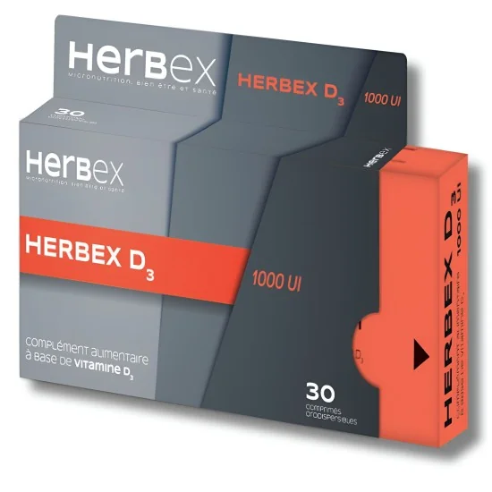 HERBEX VITAMINE D3 1000 UI D3 30 30 COMPRIMES pour Femmes