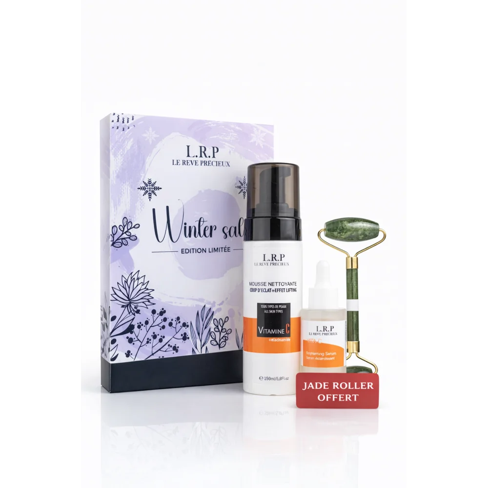 LRP - COFFRET WINTER SALE : MOUSSE NETTOYANTE ECLAIRCISSANTE + SERUM VITAMINE C + JADE ROLLER